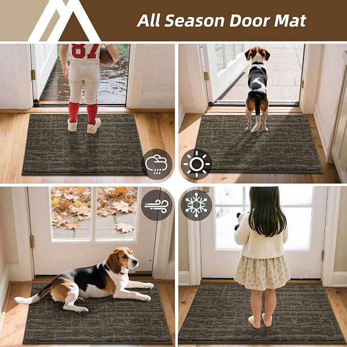 COSY HOMEER-Door-Mat,Dirt Trapper Entryway Rugs 24"x36" Non Slip Washable Entrance Mats,Absorbent Welcome Mat,Low Profile Dog Door Mats for Front Back Doomats and Wet Shoes,Brown - Image 9