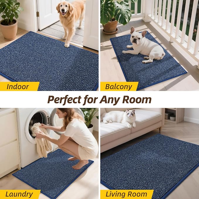 JSEI Dirt Trapper Door Mat 36"x60" Non-Slip Washable Entrance Mat, Dog Doormats, Absorbent & Fade-Resistant Floor Mats, Low Profile Welcome Mats for Entryway, Front Door, and Inside Entrance, Blue - Image 9