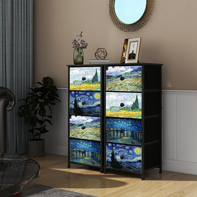 Narrow Dresser for Bedroom Slim 4 Drawer Dresser Vertical Storage Tower Unit for Living Room Hallway Kids Room Nursery Closet Sturdy Steel Frame Wooden Top Easy Pull Handle - Image 7