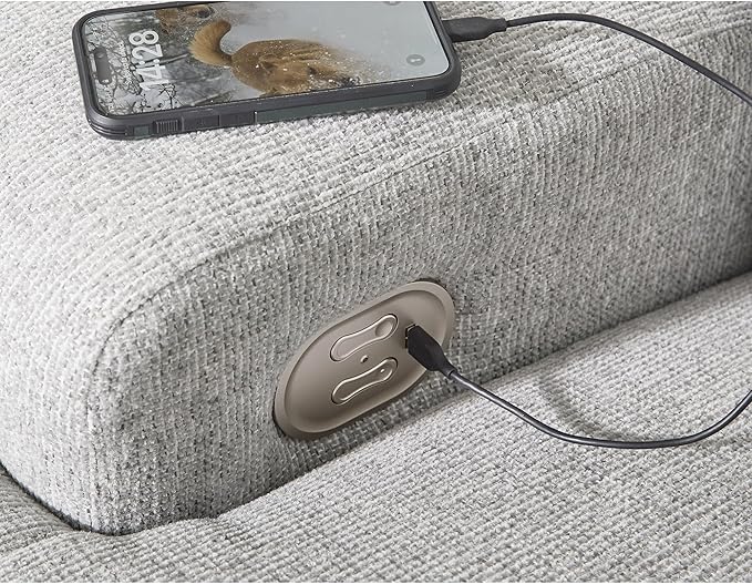 Signature Design by Ashley Acklen Place Stain Resistant Modern L-Shaped Left-Arm Facing 3-Piece Power Reclining Sectional with Adjustable Headrest, USB Ports and 2 Accent Pillows, Light Gray