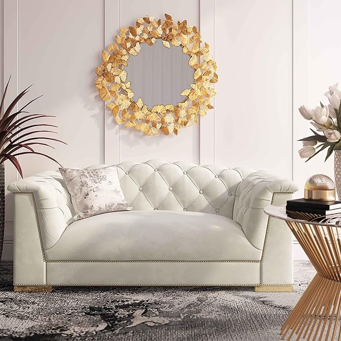 Tov Furniture Farah Velvet Loveseat (Cream)