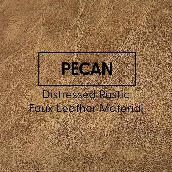 FDP Pro Series Rustic Armless Mobile Sofa with Tech Panel Outlet Distressed Faux Hide Leather, Hand Upholstered Commercial Furniture for Hotel Lobby, Office, Restaurant, Home and More - Pecan