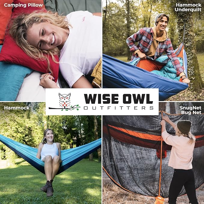 Wise Owl Outfitters Camping Hammock – 500lbs Portable Hammock with Tree Straps - Travel, Backpacking, Hiking, Outdoors Camping Gear - Single or Double - Image 8