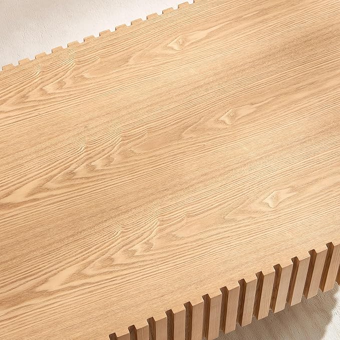 Oak Coffee Table for Living Room Oval Wooden Coffee Table with Pedestal Modern Handcrafted Centre Table Tea Table Easy Assembly 43.7"