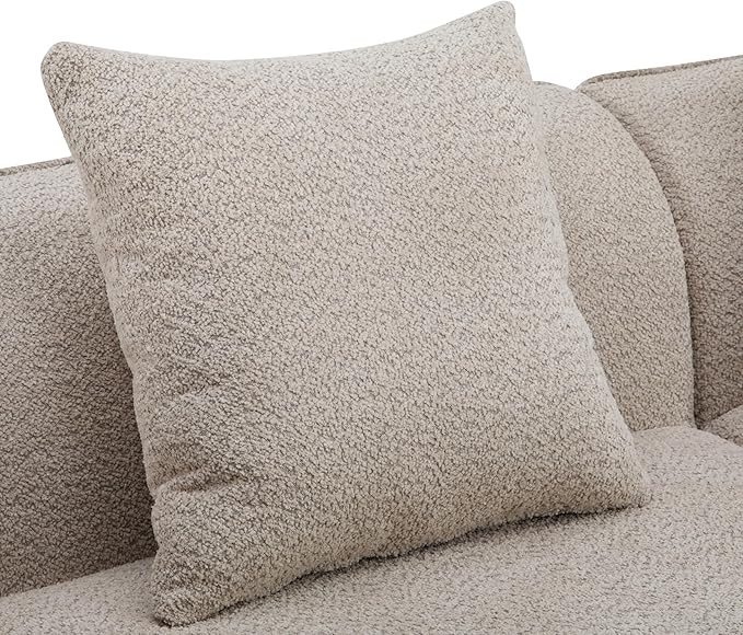 Christopher Knight Home Braebt 126" Comfy Upholstered Cloud Couch, 5-Seater Sofa Couches, Curved Modular Sectional Sofa with 4 Throw Pillows for Living Room, Study, No Assembly Required, Almond
