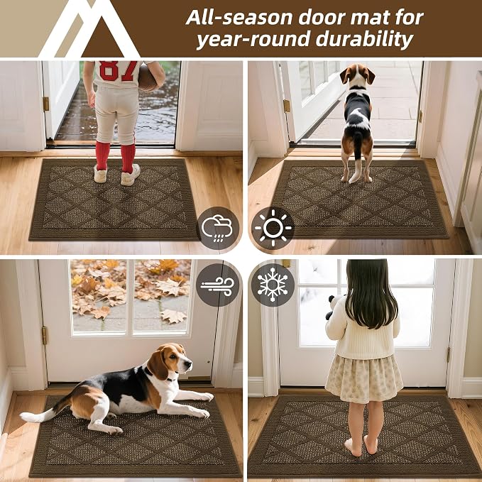COSY HOMEER Non-Slip Door Mat 20"x32", Entryway Rugs Low Profile Absorbent Dirt Trapper Doormat for Front Entrance, Washable Polypropylene Entry Mat (Dark Brown) - Image 8