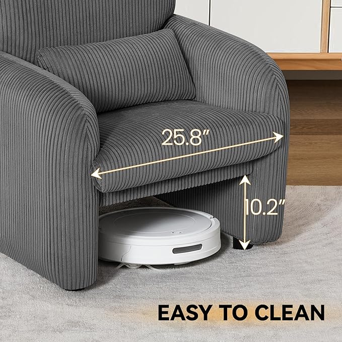Corduroy Accent Living Room Sets, Comfy Upholstered Loveseat Sofa with 2 Accent Chairs, Morden Couch Sets for Living Room, Bedroom, Office, Grey