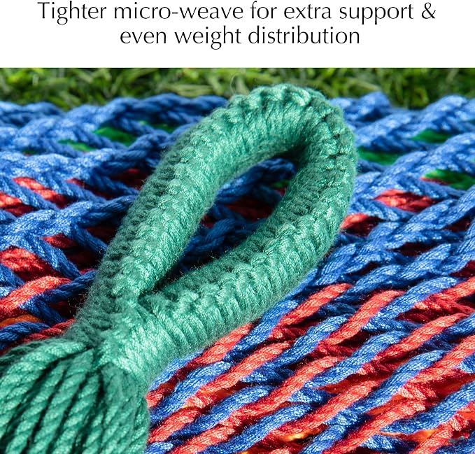 PNAEUT Handwoven Mayan Hammocks for Outside, Handwoven Thick Soft Rope Double Hammocks for Outdoor Indoor, Max 600 lbs Capacity, Tree Straps, Carabiners & Carrying Bag Included (Tropical, X-Large) - Image 9