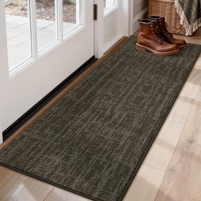 COSY HOMEER Door Mat 20" x 48" Non-Slip Washable Entryway Rug,Dirt Trapper Door Mat Indoor Entrance,Stain Resistant Absorbent Welcome Mats for Front Back Doormats and Wet Shoes,Brown - Image 9