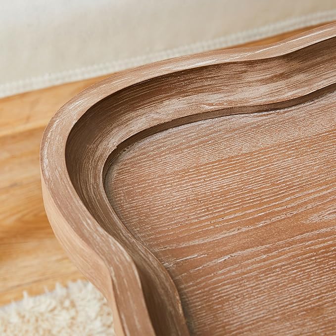 COZAYH Rustic Farmhouse Cottagecore Coffee Table, Natural Tray Top Sofa Table for Family, Dining or Living Room, Small Spaces, Handcrafted Finish, Modern