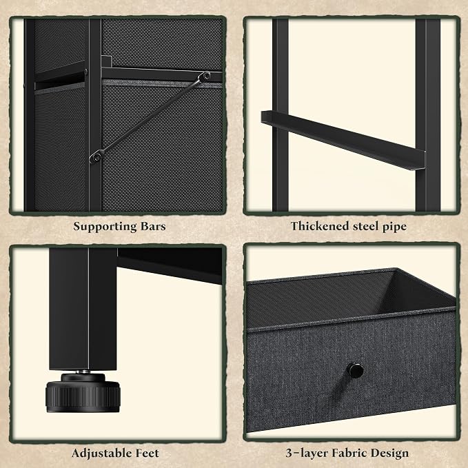 Romorgniz Dresser for Bedroom Tall Dresser with 12 Drawers Fabric Dressers & Chests of Drawers, Bedroom Dresser with Metal Frame, Wood Top, Entryway Living Room Closet, Dark Grey - Image 9