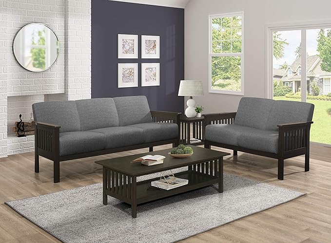 Lexicon Noel 75.5" W Fabric Living Room Sofa Couch, Gray
