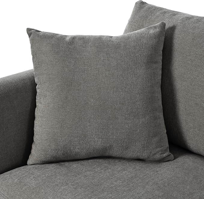ERYE L-Shaped Right Facing Sectional Sofa Oversized Chenille Upholstered Corner Couch W/Curved Chaise Seat and 3 Toss Pillows, Modern L-Shaped Sofa Couches for Living Room