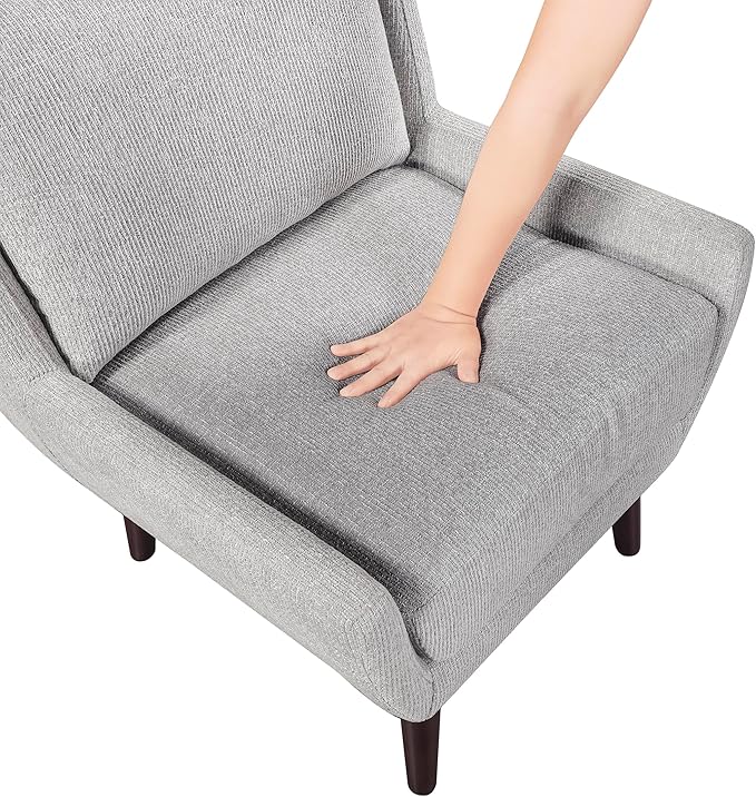 Lexicon Modern Wingback Accent Chair, Chenille Fabric Upholstered Lounge Reading Arm Chair, Solid Wood Legs for Living Room, Bedroom, Supportive Padded Pocket Coil Seat, Easy Assembly, Gray