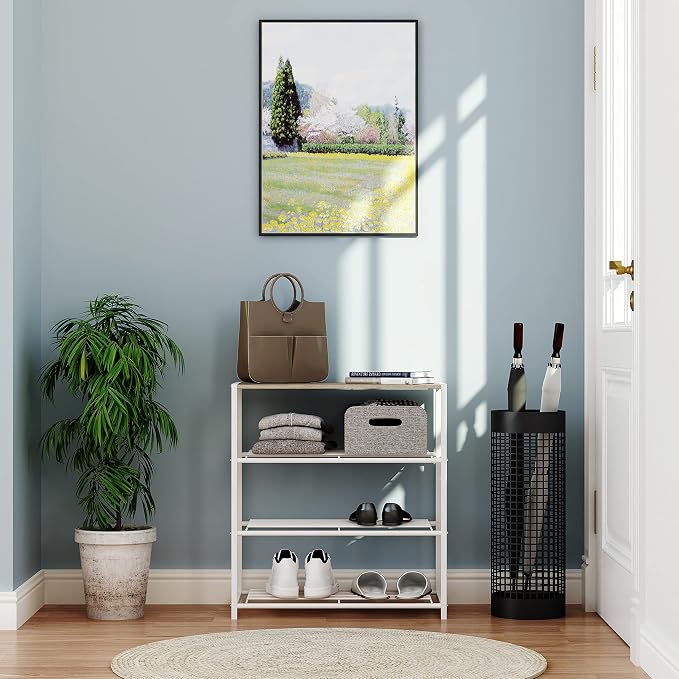 Yusong Shoe Rack Organizer, 4 Tier Industrial Shoe Storage Shelf for Closet Entryway, Narrow Sturdy Metal Shoe Shelves, White - Image 9