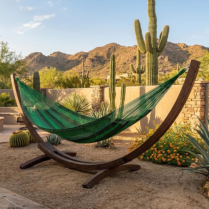 Sunnydaze Handwoven XXL Thick Cord Mayan Double Hammock for Outside - 625-Pound Capacity Heavy-Duty Outdoor Hammock - Meadow - Image 9