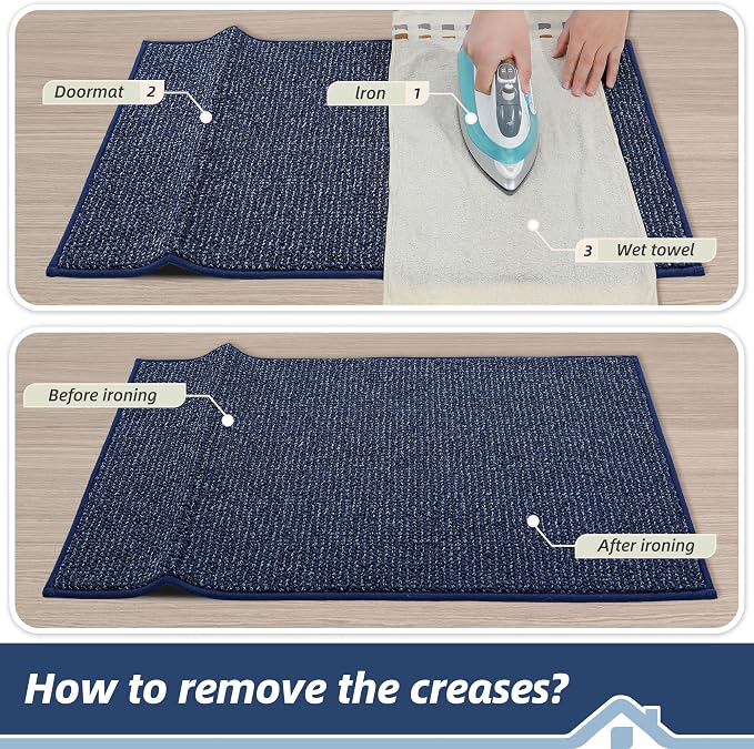 BEQHAUSE Dirt Trapper Door Mat 20" x 48", Non-Slip Washable Doormats Entrance Mat, Dirt Resistant and Absorbent Welcome Mat, Low Profile Floor Mats for Front Back Door and Entryway, Blue - Image 9