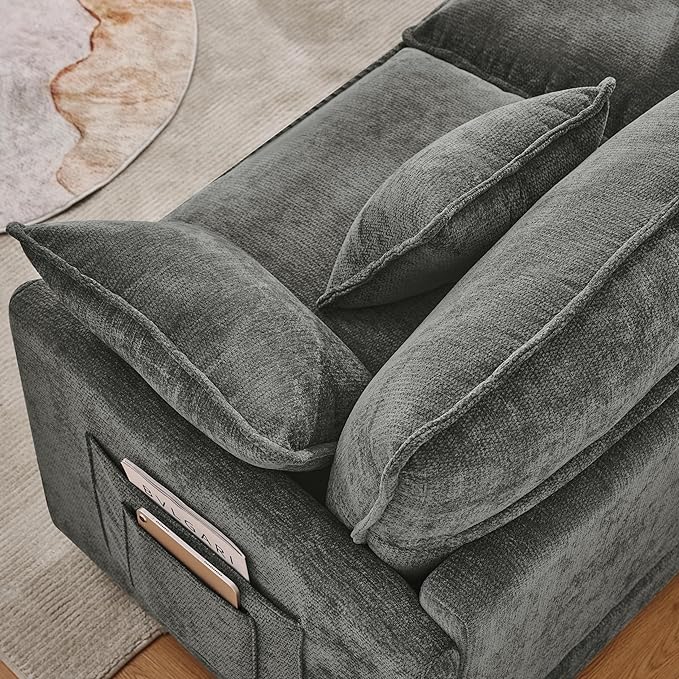 102" Modular Sectional Sofa, Premium Chenille Cloud Couch with Reversible Ottoman, L-Shaped Oversized Sofa with Side Storage Pockets for Multi-Scene Living Room & Home Office