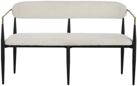Christopher Knight Home Names Modern Metal Loveseat, Living Room Boucle Fabric Upholstered Settee, Curved Open Backrest 2-Seater Sofa, Cozy Couch for Bedroom/Apartment/Home Office, Black+ Gold + Beige