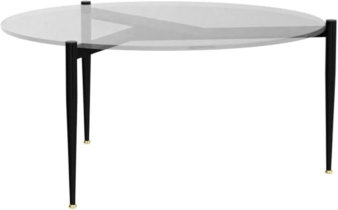 Round Tempered Glass Table 31.5 inch Large Circle Top Metal Frame Grey