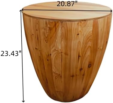 21.06" Vintage Style Bucket Shaped Coffee Table, Drum Coffee Table for Office, Dining Room and Living Room, Nature