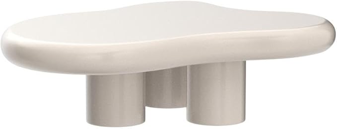 Guyii Cloud Coffee Table, Modern White Coffee Table for Living Room, Cute Irregular Indoor Tea Table with 3 Legs, Easy Assembly (Cream White, 46.06 Inch)