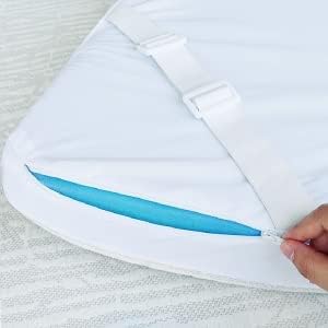 Mattress Topper Cover Protector Queen Size 3 Inch, 100% Waterproof Viscose Cooling Mattress Topper Encasement Zippered with Adjustable Straps, Fit Memory Foam Mattress Topper