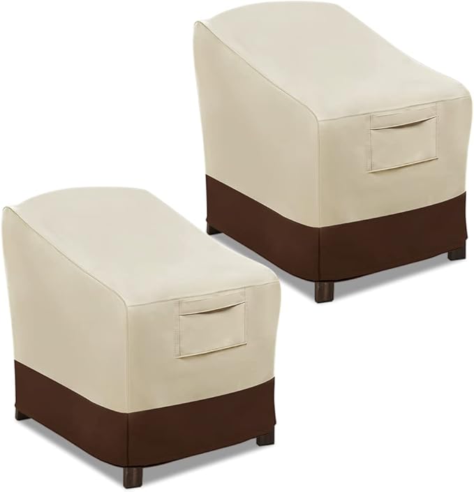 Vailge Patio Chair Covers, Lounge Deep Seat Cover, Heavy Duty and Waterproof Outdoor Lawn Patio Furniture Covers (2 Pack - Medium, Beige & Brown) by VAILGE