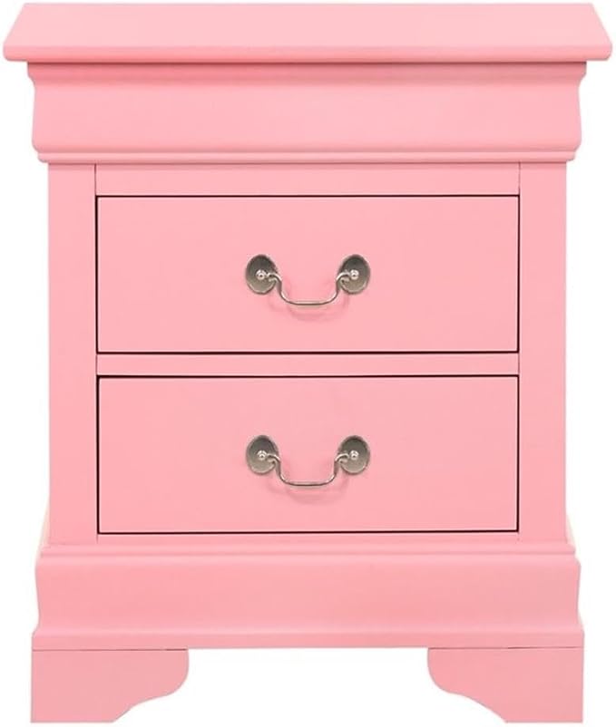 Glory Furniture Louis Phillipe 2 Drawer Nightstand in Pink - Image 3
