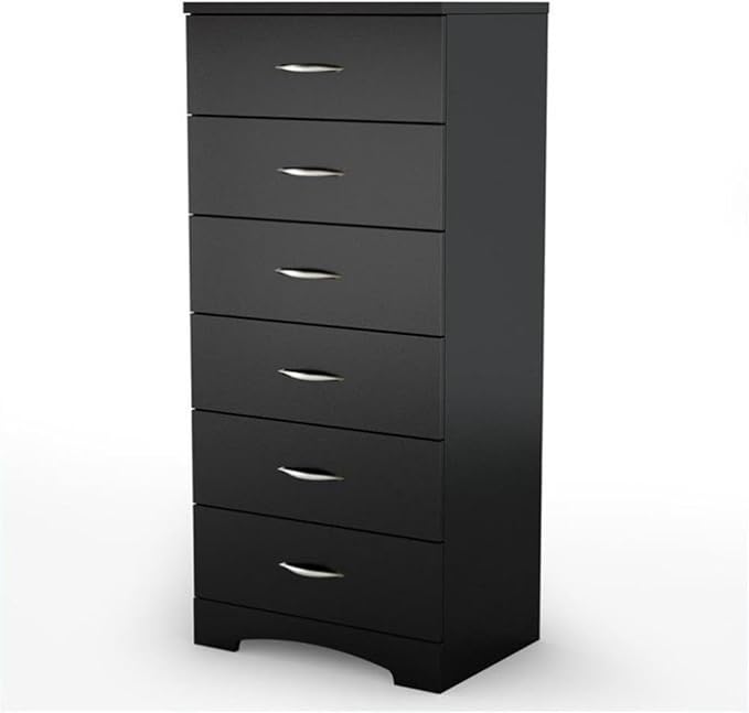 Home Square 3 Piece Modern Bedroom Furniture Set - 6 Drawer Black Dresser for Bedroom / 6 Tall Black Chest of Drawers for Bedroom/Black Nightstand with Drawer and Shelf