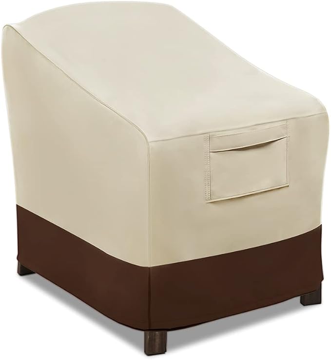 Vailge Patio Chair Covers, Lounge Deep Seat Cover, Heavy Duty and Waterproof Outdoor Lawn Patio Furniture Covers (1 pack-Medium Beige & Brown) by VAILGE