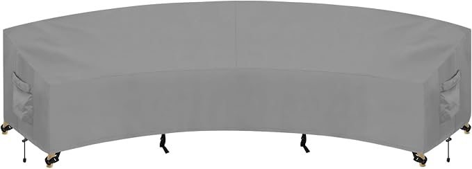 PureFit Outdoor Sectional Sofa Cover Waterproof Curved Patio Furniture Covers for Deck, Lawn and Backyard, 150Lx36Dx38Hx112FL, Grey by PureFit