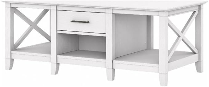 Bush Home Key West Coffee Table with Storage in Pure White Oak