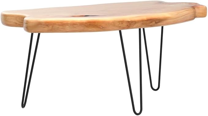 WELLAND Live Edge Cedar Wood Coffee Table Metal Hairpin Legs 32.5" W x 17" D x 16" H for Living Room, Patio, Bedroom, Home Office