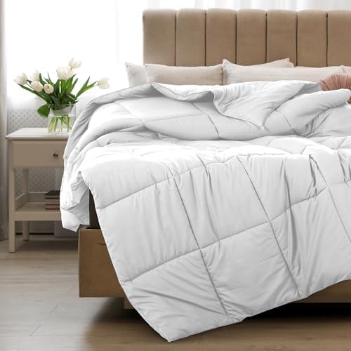 LUX Décor King Comforter – 102x90 Ultra-Soft Down Alternative Duvet Insert with Corner Tabs & Box Stitching, Hotel Quality Plush Microfiber Bedding, Oeko-TEX Certified - White