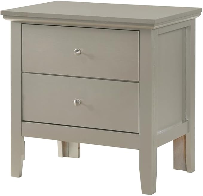 HomeStock Old World Charm Nightstand - Dovetailed Drawers for Bedroom Storage, Stylish Nickel Hardware, Painted Nightstand, Floor Mountable Silver Champagne/2 Drawer - Image 2