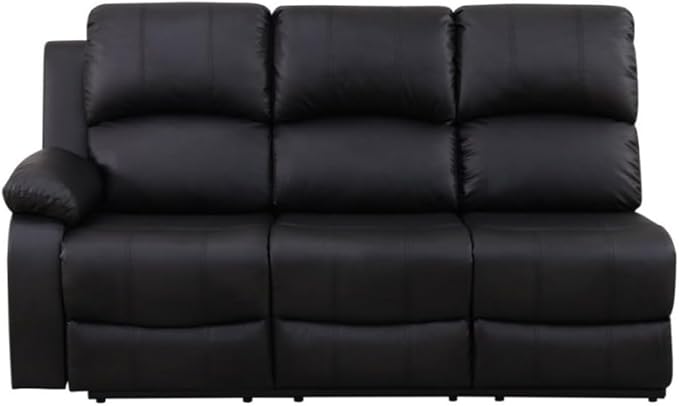 Reclining Sectional Sofa Set, L Shaped PU Leather Recliner Couch with Cup Holder and Storage Console for Home Theater & Living Room, Black