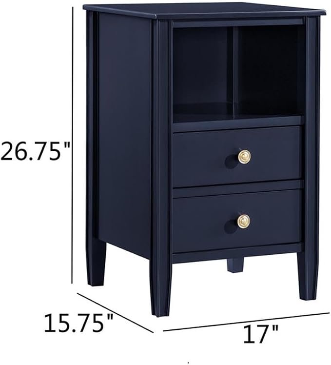 Winsley 2-Drawer Midnight Blue Painted Storage Nightstand - Image 3