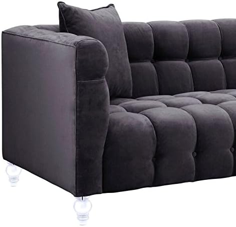 TOV Furniture Bea Grey Velvet Sofa | Tufted Design