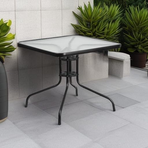 Flash Furniture Barker 31.5" Square Indoor/Outdoor Tempered Glass Metal Frame Side Table - Image 5