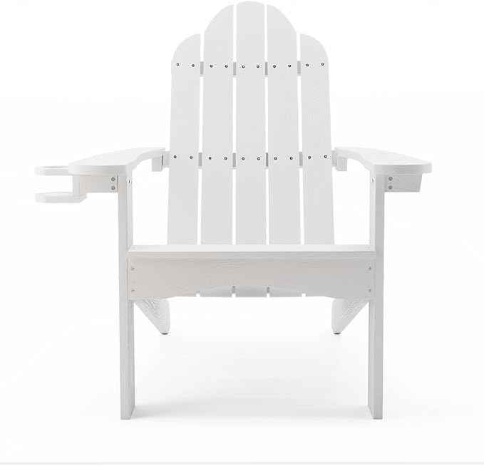 LUE BONA HDPS Adirondack Chairs Set of 2, Long-Lasting All-Season Outdoor Patio Chairs, Hidden Cup Holder, 350 LBS, White - Image 7