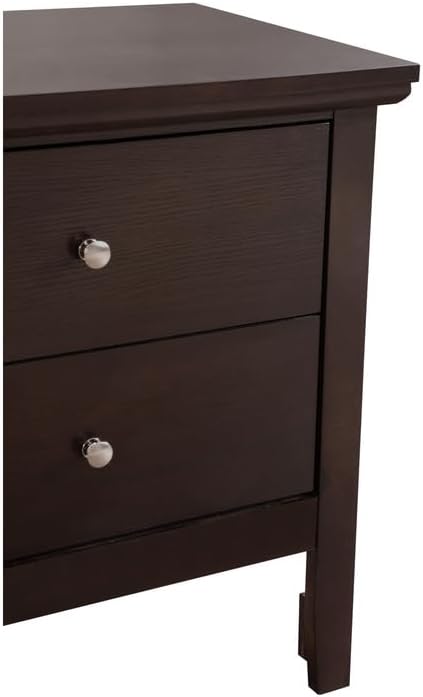 HomeStock Old World Charm Nightstand - Dovetailed Drawers for Bedroom Storage, Stylish Nickel Hardware, Painted Nightstand, Floor Mountable Espresso/2 Drawer - Image 7