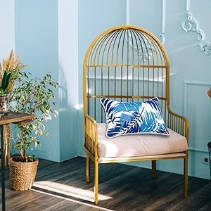 JMGBird Outdoor Pillows Set of 2 with Inserts - 12x20 Waterproof Throw Pillows for Patio Furniture, White Blue Palm Leaf Decorative Cushions