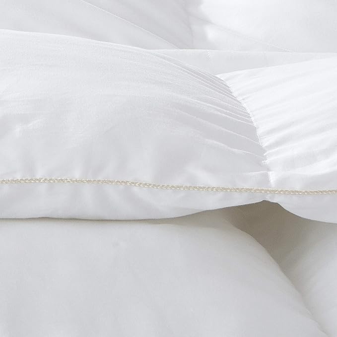 Premium All-Season Oversize Queen Size Luxury Siberian Goose Down Fiber Comforter Duvet Insert 100% Egyptian Cotton Down Feather Comforter (White Solid)