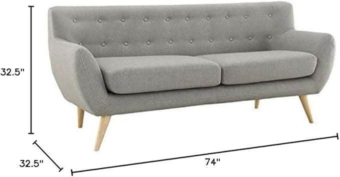 Modway Remark Mid-Century Modern Sofa With Upholstered Fabric In Light Gray