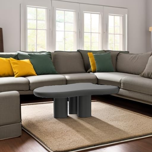 Guyii Cloud Coffee Table, Black Coffee Table for Living Room, Cartoon Irregular Indoor Tea Table, Modern End Table with 3 Legs (Black, 46.06 Inch)