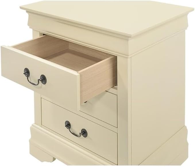 MAKLAINE Contemporary 3 Drawer Nightstand, Wood Veneers, Beige Finish, 29 in H x 21 in W x 16 in D, Fully Assembled, Dovetailed Drawers, Durable Bedroom Storage Furniture - Image 4