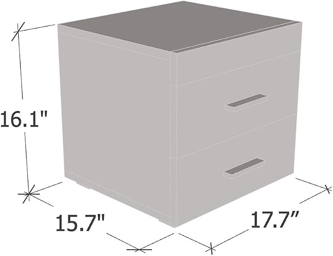 Meble Furniture Perth 2D Nightstand with Two Storage Drawers — Compact Modern Bedside Table — Durable Matte Finish, 18.1 x 15.7 x 21.7 inches — Walnut - Image 2