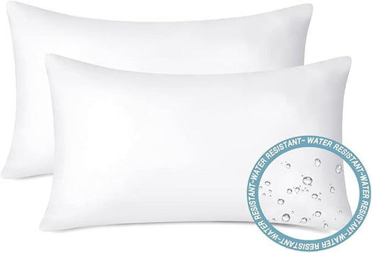 Artscope Outdoor Waterproof Throw Pillows Inserts Set of 2, Premium Fluffy Decorative Square Form Cushion Stuffer Inner Soft for Patio Furniture Garden Bench Tent Couch Balcony, 12x20 Inch