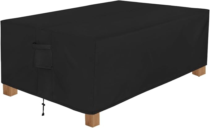 Easy-Going Patio Furniture Cover Waterproof Outdoor Rectangular Table Cover with Seal Tape at Seams (84" L x 44" W x 23" H, Black) by Easy-Going